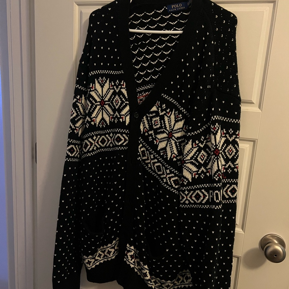 Ralph Lauren Black and Cream Patterned Cardigan